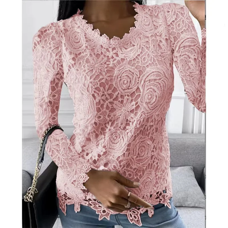 Bluza eleganta alba de dama, maneca lunga, model cu dantela, model 4