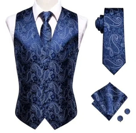 Set vesta + cravata + batista + butoni, matase - model 37