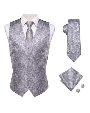 Set vesta + cravata + batista + butoni, matase - model 38