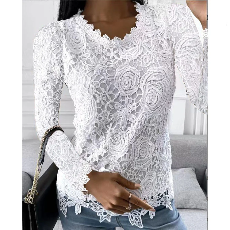 Bluza eleganta alba de dama model cu dantela, marimea 3XL, model 3