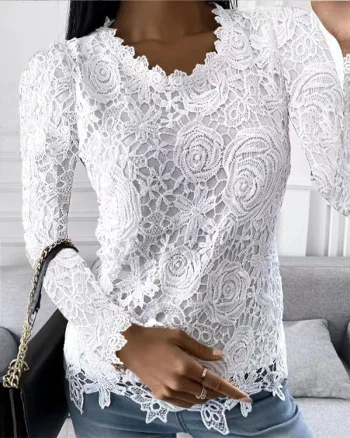 Bluza eleganta alba de dama model cu dantela, marimea 3XL, model 3