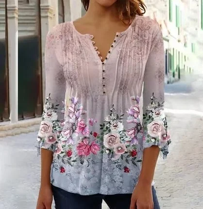 Bluza cu fluturi, de dama, maneca 3/4, model 134