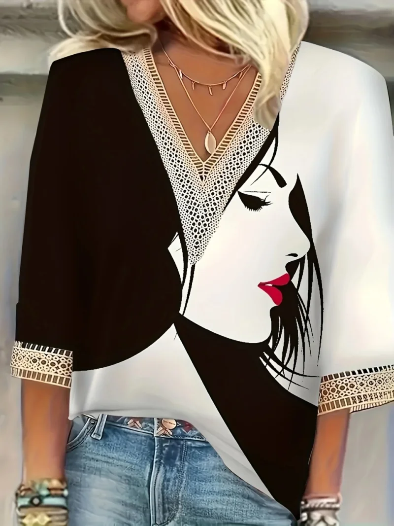 Bluza eleganta dama, cu dantela la decolteu si maneci, model 141