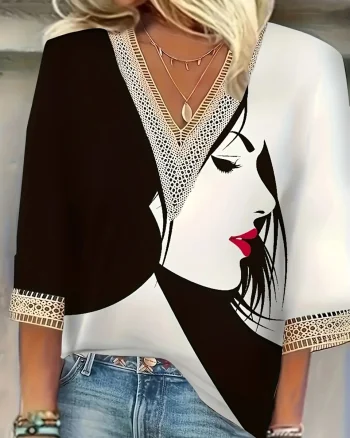 Bluza eleganta dama, cu dantela la decolteu si maneci, model 141