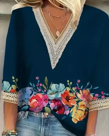 Bluza eleganta dama, cu dantela la decolteu si maneci, model 143