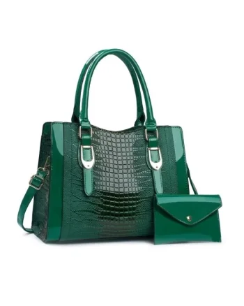 Geanta verde eleganta, incapatoare + portofel Anais