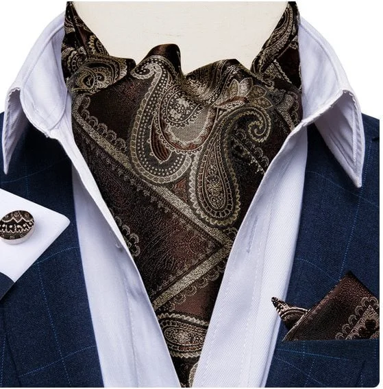 Set cravata / esarfa Ascot + batista + butoni, model 65
