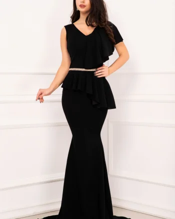 Rochie sirena de nasa Rachel eleganta neagra cu volan amplu