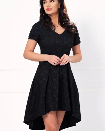 Rochie neagra asimetrica cu pliuri