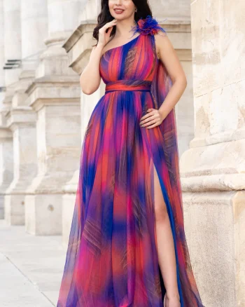 Rochie pretioasa Josephine royal cu imprimeu tip pictura