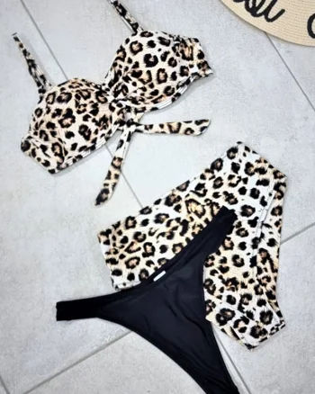 Costum de baie trei piese Simina animal print