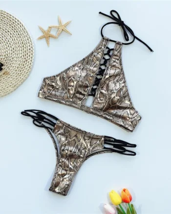 Costum de baie doua piese Chantal animal print