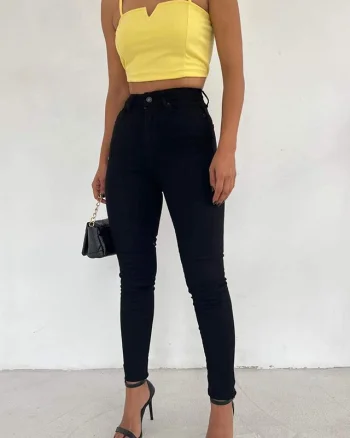 Blugi dama Peyoa, skinny, elastici cu talie inalta