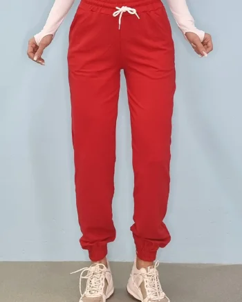 Pantaloni sport Benone, din bumbac, Rosu