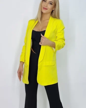Sacou casual Nora, de lungime medie, Galben, Masura universala S/M