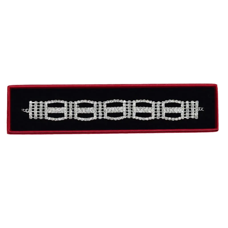 Bratara Stania eleganta, cu pietre semipretioase, in cutie, pentru femei, argintiu, BS015