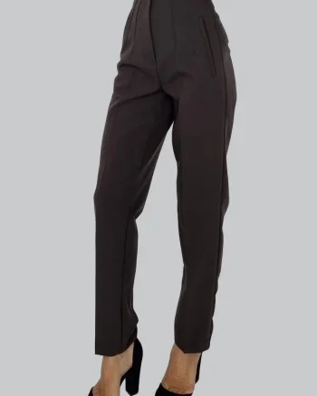 Pantaloni eleganti, ChicMe, cu talie inalta, Maro