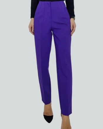 Pantaloni eleganti, ChicMe, cu talie inalta, Mov