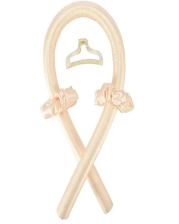Set dama, Ondulator fara caldura pentru bucle naturale, 2 elastice si o clama de par, crem