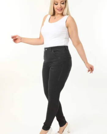 Blugi batal Maurys, croiala conica cu super elastan, negru