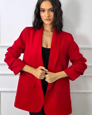 Sacou office Alessia, cu buzunare decorative, Rosu, Marime S/M
