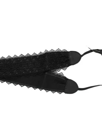 Centura corset Maya, in stil traditional cu dantela, negru