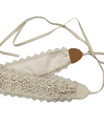 Centura corset Maya, in stil traditional cu dantela, crem