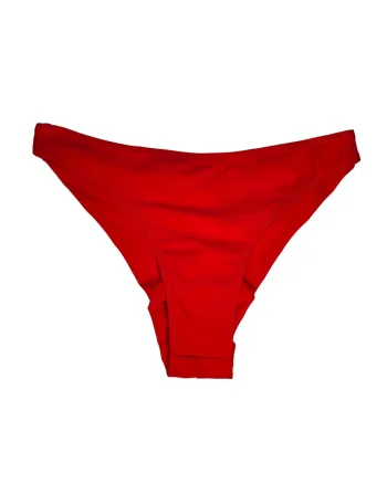 Slip de baie dama, Liam, cu talie medie si croi brazilian, Rosu