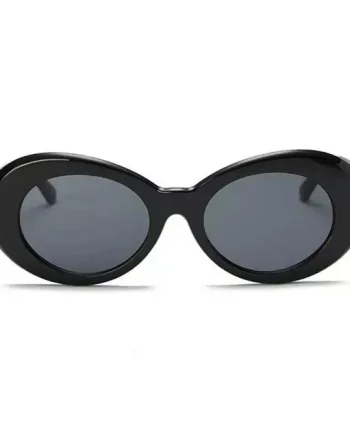 Ochelari de soare Retro Black Oval cu rame groase, Negru