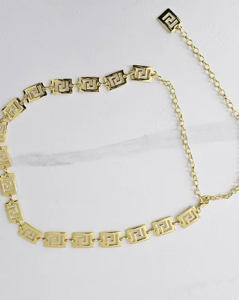 Curea metalica decorativa Gold Maze, cu inchidere reglabila, Auriu