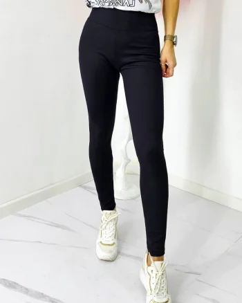Colanti vatuiti Sporty Comfort, tetra si banda lata in talie cu efect modelator, Negru
