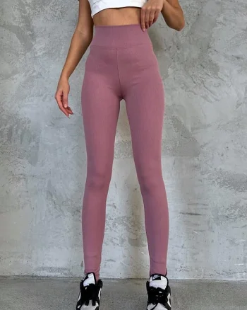 Colanti fitness Slim Vibes, aspect tetra si banda lata in talie cu efect modelator, Roz