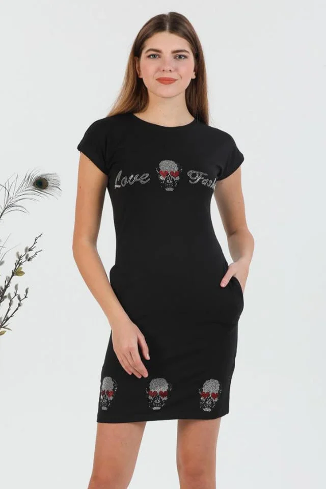 Rochie sport cu buzunare si maneci scurte, Love Fashion