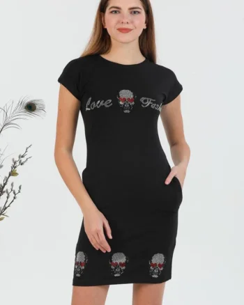 Rochie sport cu buzunare si maneci scurte, Love Fashion