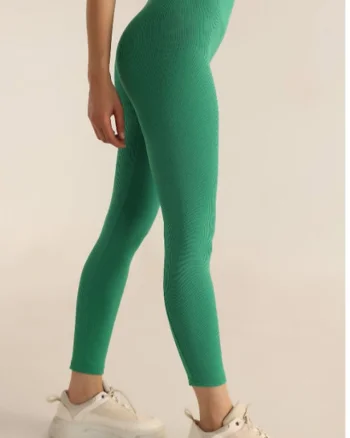 Colanti fitness Slim Vibes, aspect tetra si banda lata in talie cu efect modelator, Verde spring