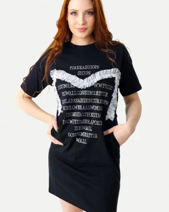 Rochie sport Karolyn, cu buzunare si strasuri, Frill Negru