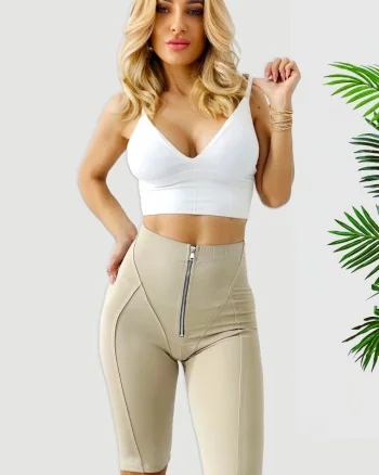 Colanti scurti Tenesy, cu nervuri si croiala modelatoare, Bej