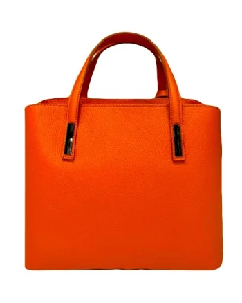 Geanta Business Tote, din piele naturala si curea detasabila, Portocaliu