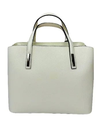 Geanta Business Tote, din piele naturala si curea detasabila, Crem