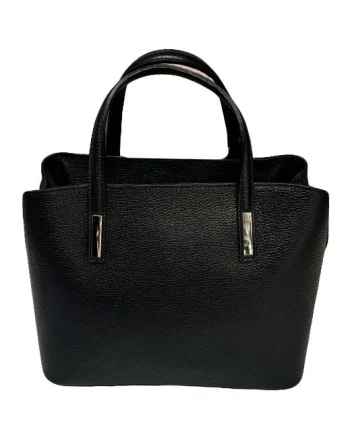 Geanta Business Tote, din piele naturala si curea detasabila, Negru