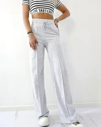 Pantaloni casual SKYE, cu snur si banda modelatoare, elastica, Gri