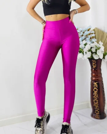 Colanti Lycra Taylor, cu aspect metalizat, Fucsia