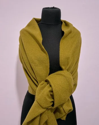 Sal lung tip esarfa Serene Luxe, cu lurex si casmir, Verde olive, 200x70 cm