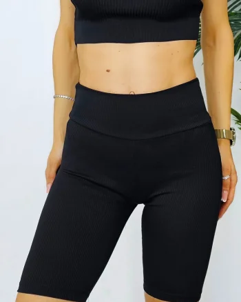 Colanti scurti Yoga Vibe, push up cu efect de tonifiere si material tetra, Negru