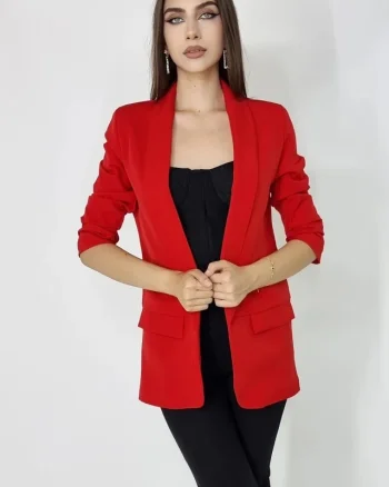 Sacou casual BLUMY, cu lungime medie si clapete, ROSU, Marime XL/2XL