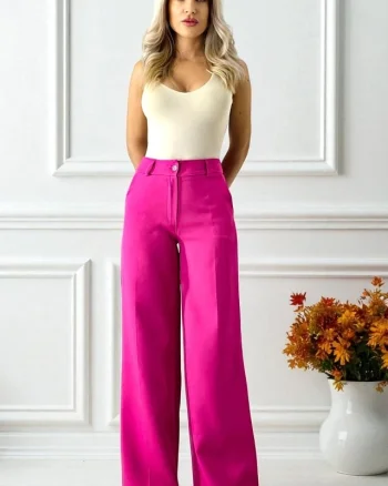 Pantaloni eleganti de dama AVIA, croi larg cu buzunare, Fucsia