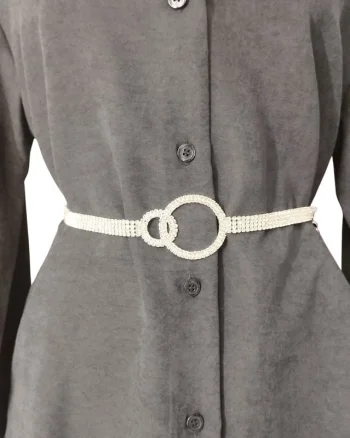 Curea metalica decorativa, WYZ cu pietre artizanale, Silver Snowman