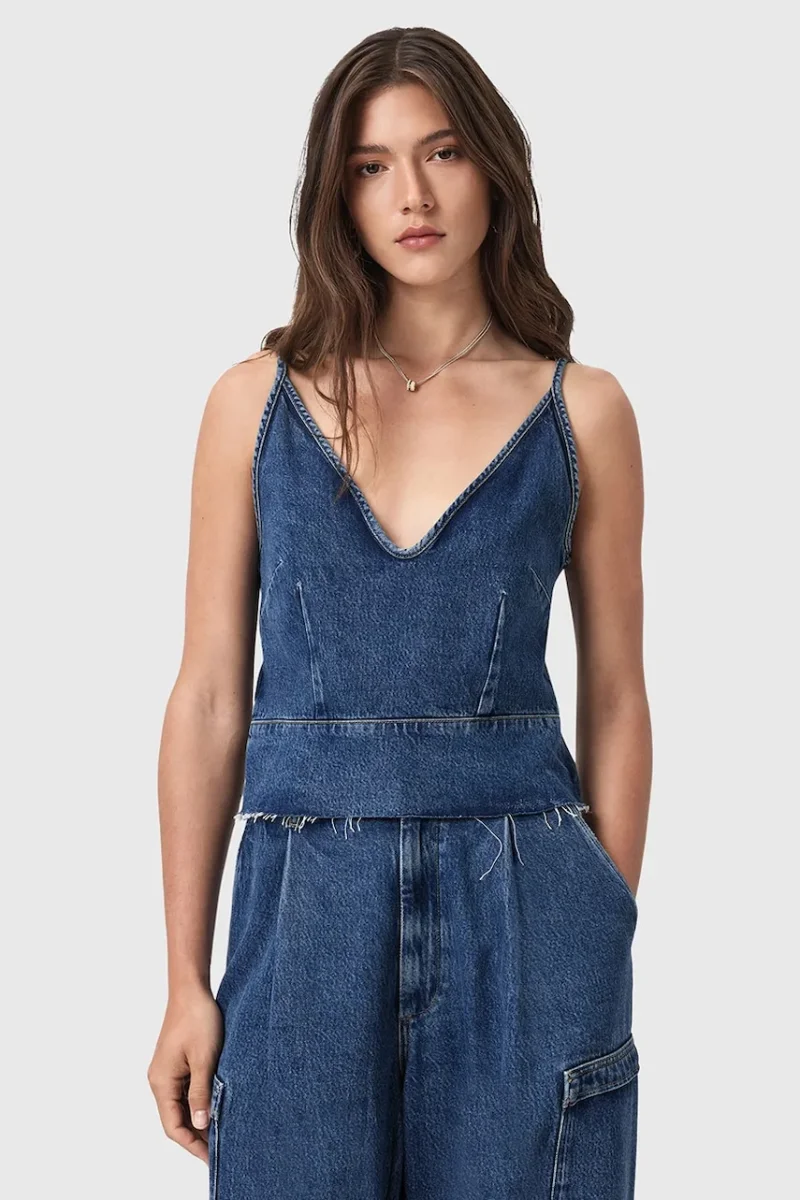 AllSaints bluză subțire de blugi LILAH