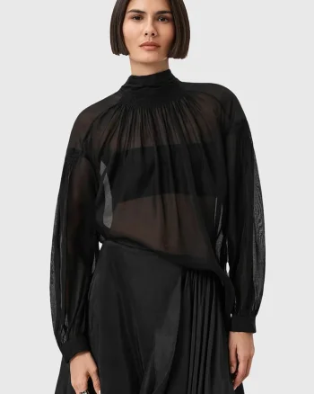 AllSaints bluză din amestec de mătase PEARLA