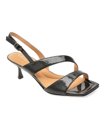 Sandale elegante EPICA negre, E417560, din piele naturala lacuita